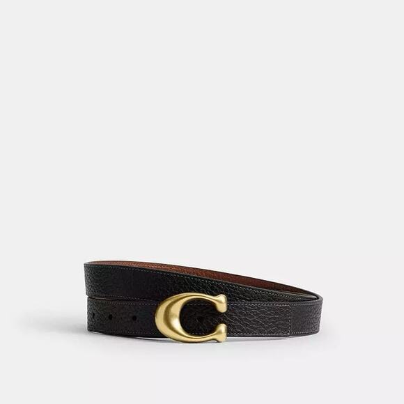 NWT COACH Women Sculpted C Buckle Reversible Belt 25 Mm ceb67 black redwood main image 9